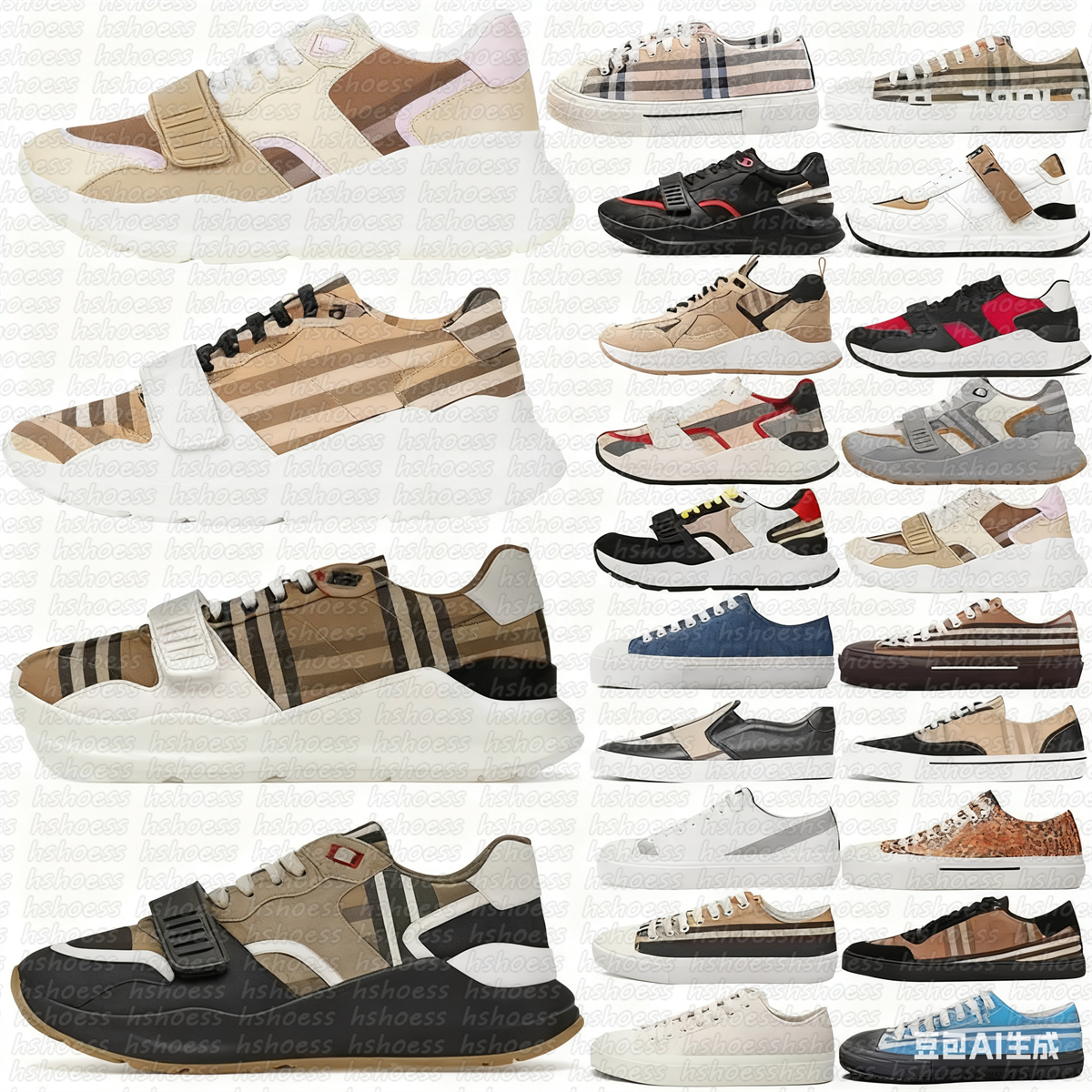 Top designer sneakers Vintage Ramsey Check shoes trainers Regis Cotton Suede Leather sneaker mens Archive pink Beige Birch Brown Soft Blue Chalkf