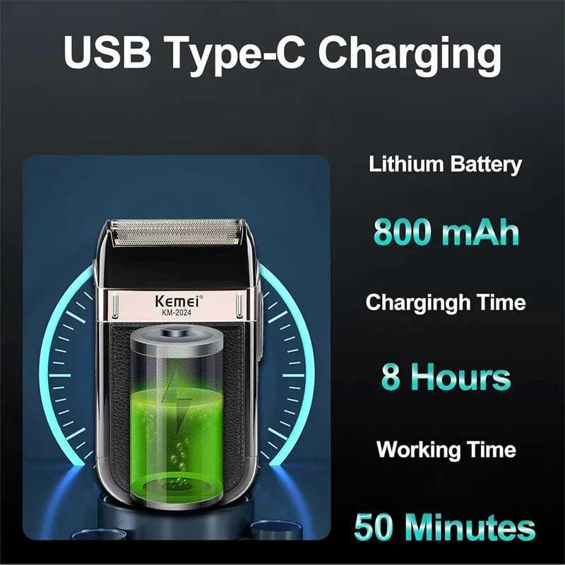 Kemei KM-2299 KM-2024 Professional Barber Cordless Electric Hair Clippers USB Rechargeable Hair Trimmers Hair Cutting hine Y251203