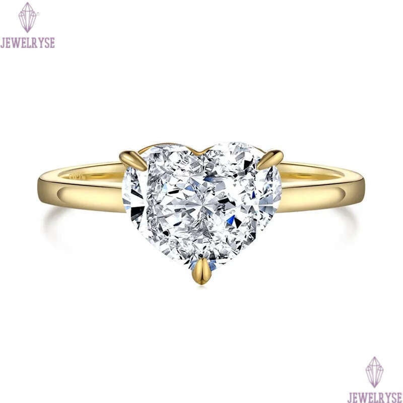4ct heart gold ring designer for woman wed s925 sterling silver 8A zirconia white love bridal engagement wedding band rings womens luxury jewelry gift