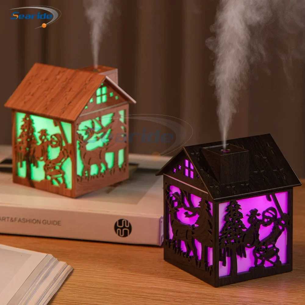 Wooden House Air Humidifier USB 240ML Ara Diffuser Essential Oils Color Night Light for He Bedro Christmas Gifts C251204