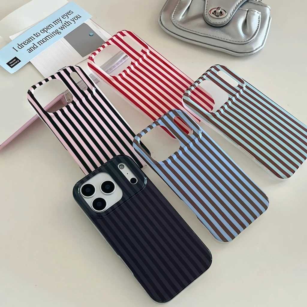 Advanced Minimalist Color Collision Stripe Shockproof Protective Phone Cover Case for iPhone 17 16 15 14 Pro Max H251203