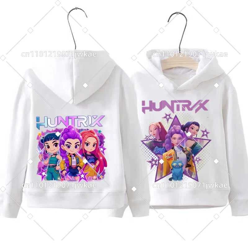 Fall Winter Casual Fashion Warm Pullover Sweatshirt KPop Demon Hunters Front Back Print Boys Girls Hooded Sweatshirt ChildrensW251204