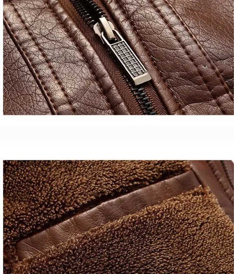 Male Pu Leather Jacket Men Winter Thicken Warm Coat Male Casual Stand Collar Thermal Leather Coats Clothing 5XL Leather JacketT251204