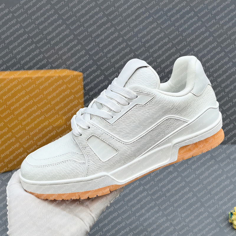 10A top quality designer shoes 2025 new collection White Leather Lace-Up Sneakers Metallic Accent Casual Fashion Footwear casual mens women sneaker trainers