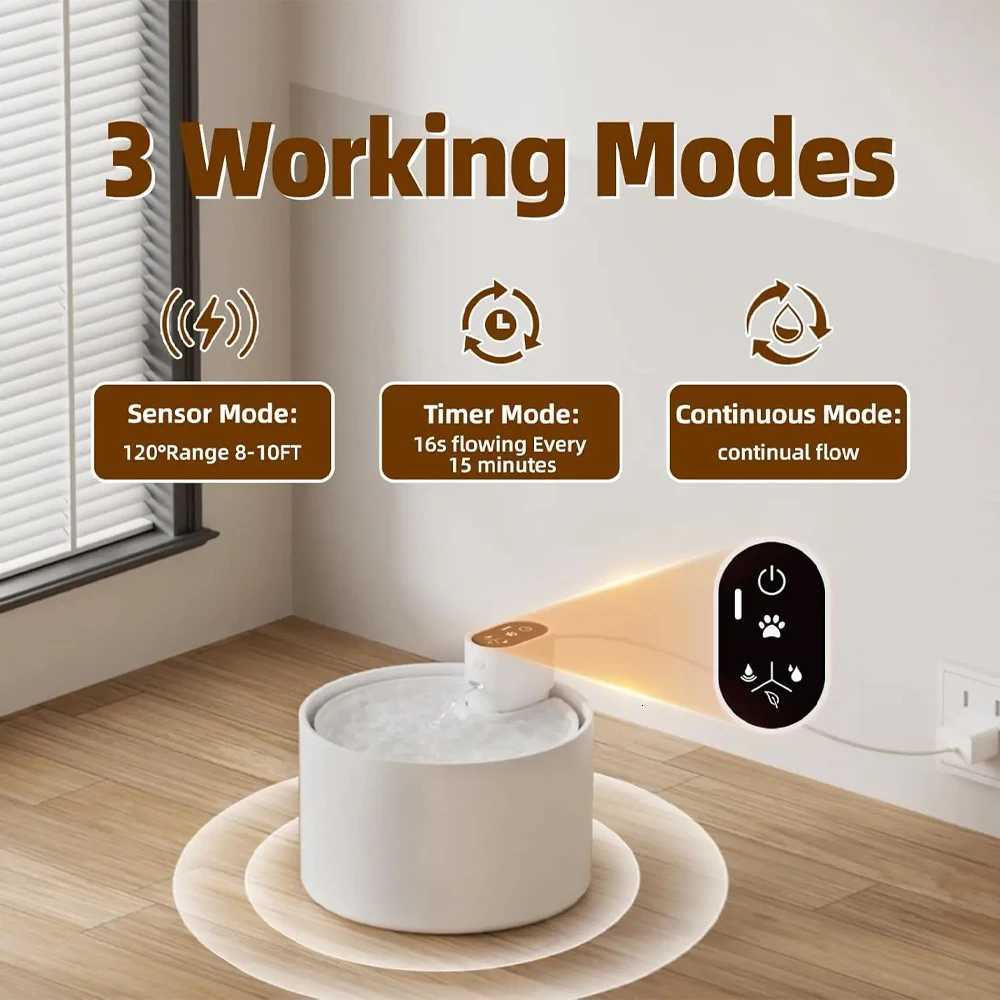 23L Automatic Ceramic Cat Water Fountain Wireless Pet Water Dispenser with Temperature Water Level Display Pets Drinker Bowl M251204