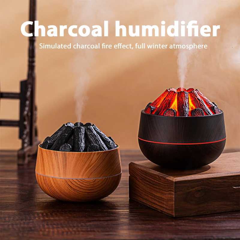 2025 New 300ML Artificial Charcoal Fire Air Humidifier Fine Mist Quiet Operation with Night Light for He Humidification C251204