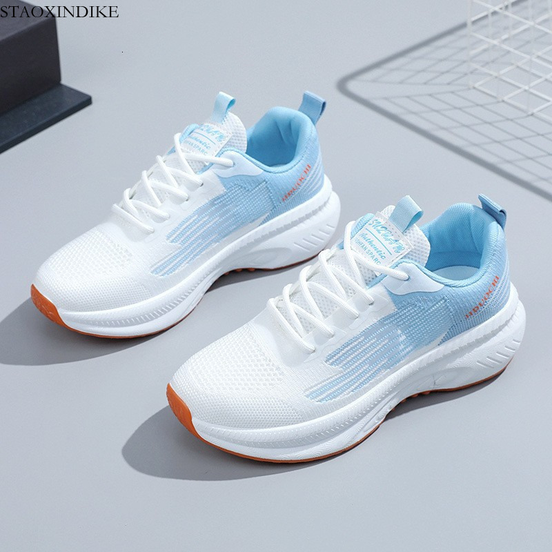 Women's Shoes White Sneakers Wholesale Thick Sole Trendy Running Shoes Fashionable Spring Breathable Women's Sports Shoes