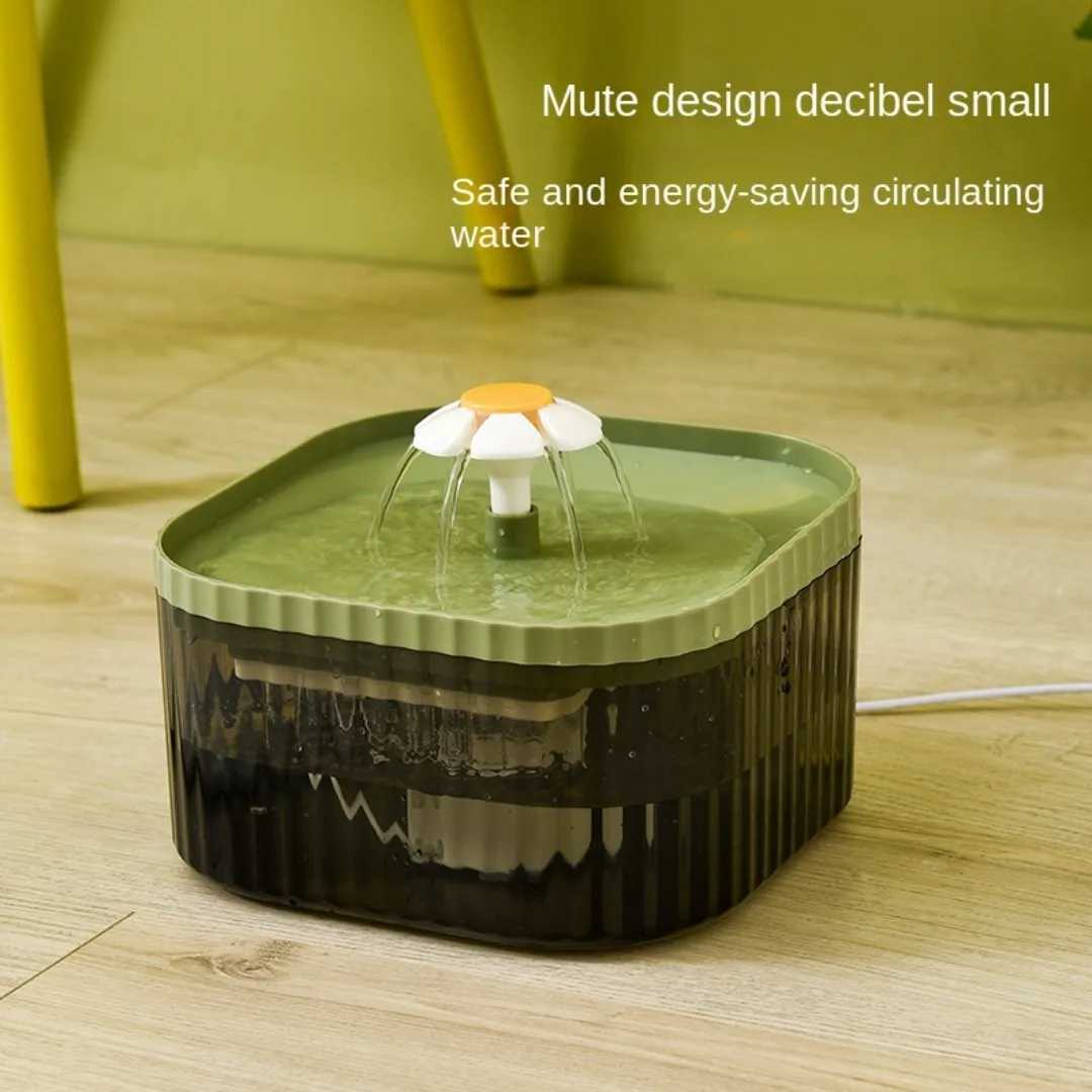 15L Cat Water Automatic Quiet Water Wired loop Dispenser Flower USB charge Cat Dogs Pet drinking water with Replacement Filters M251204