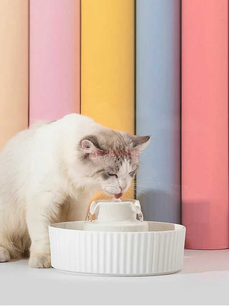 Cake Cat Water Dispenser Ceramic Dog Automatic Flow Circulation Filter Flowing Water for Pet Feeding M251204