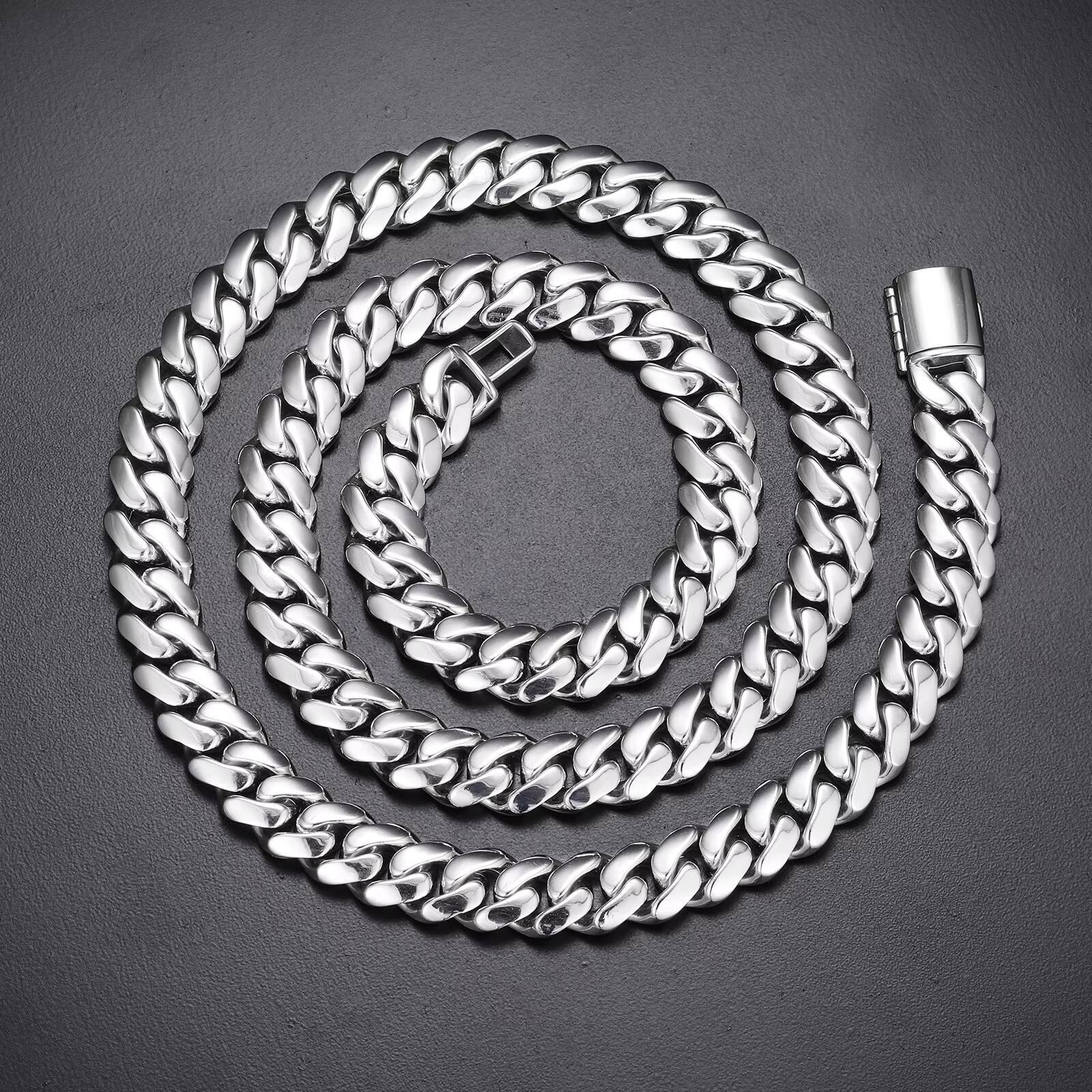 Dropshipping Handmade 6-10mm Miami Cuban Link Chain Fashion Pure 925 Sterling Silver Hip Hop Jewelry Cubana Cuban Necklace Men