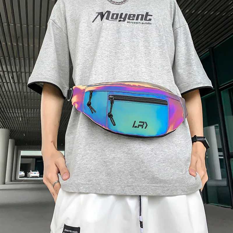 Techwear Style Colorful Reflective Fanny Pack Punk Hip Hop Crossbody Bag Men Women Outdoor Casual Motorcycle Sport Waist BagT251204