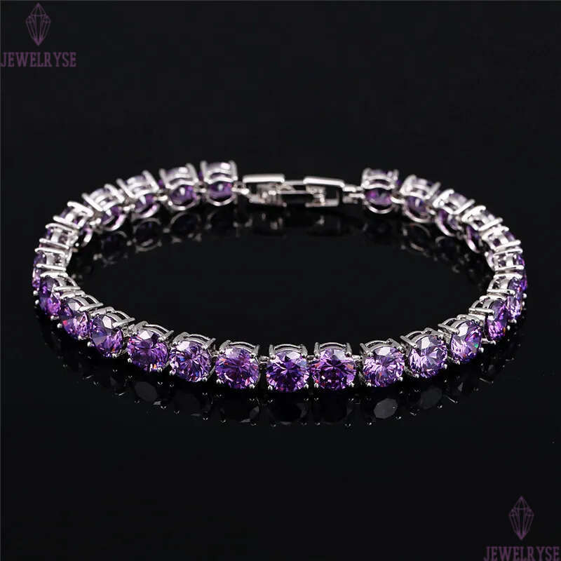 Fashion Multicolor Diamond Tennis Bracelet Designer for Woman 18k Gold AAA Cubic Zirconia Copper Silver Bracelets Womens Engagement Wedding Luxury Jew