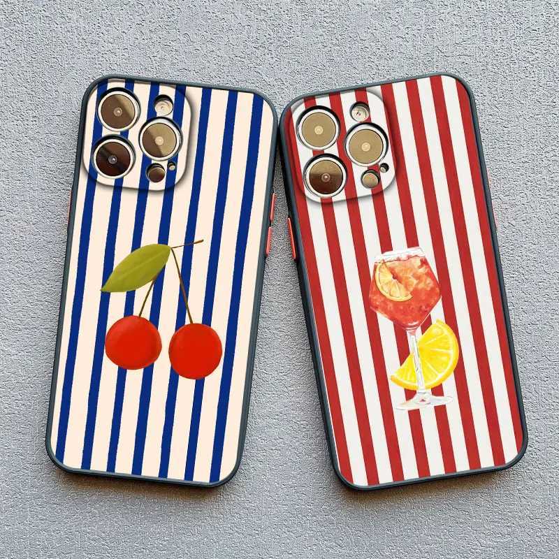Red e Stripe Fruits Lemon ry Phone Case for IPhone 13 Mini 12 11 Pro Max 17 16 15 14 Pro Max Plus XR XS X Back Cover H251203