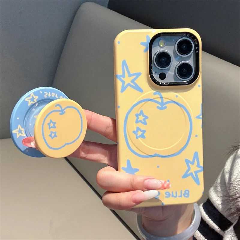 Korean Line Star Cute Magnetic Case For iPhone 16 Pro 15 12 14 13 Pro Max Cover with Stand Holder Phone Case for H251203