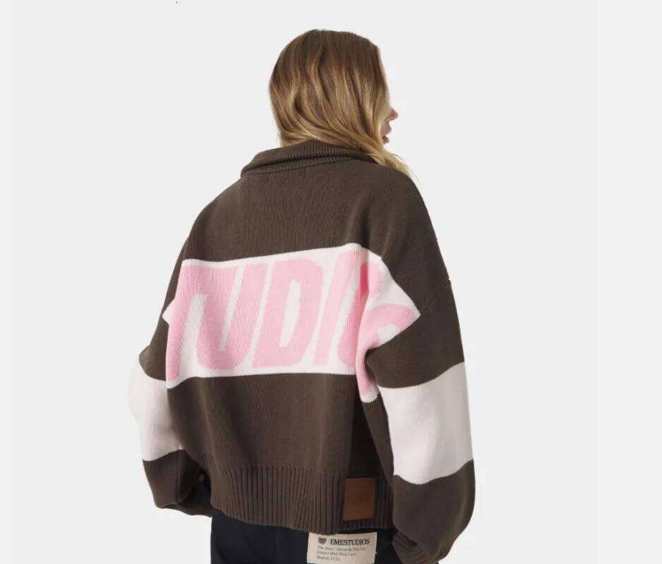 American Retro Harajuku Casual Warm Double Zipper Cardigan Women Hip-Hop Streetwear High Street Letter Embroidered Sweater Men