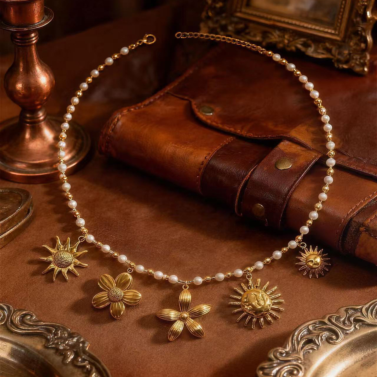 Cross-Border Fashion New Vacation Style Stainless Steel luxury designer Flower Series Big Brand Pendant Light Luxury High-End free shipping Short Neck