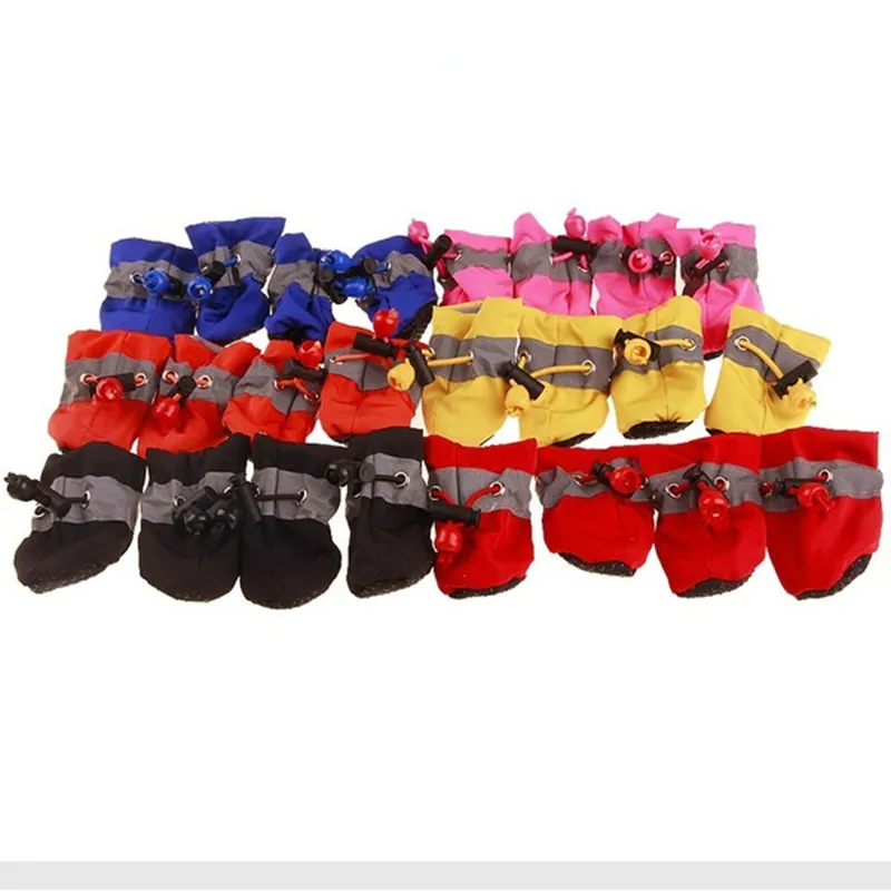 4pcs/set Waterproof Pet Dog Shoes Anti-slip Rain Boots Footwear for Small Cats Dogs Puppy Dog Pet Booties Pet Paw Accessories - view 5