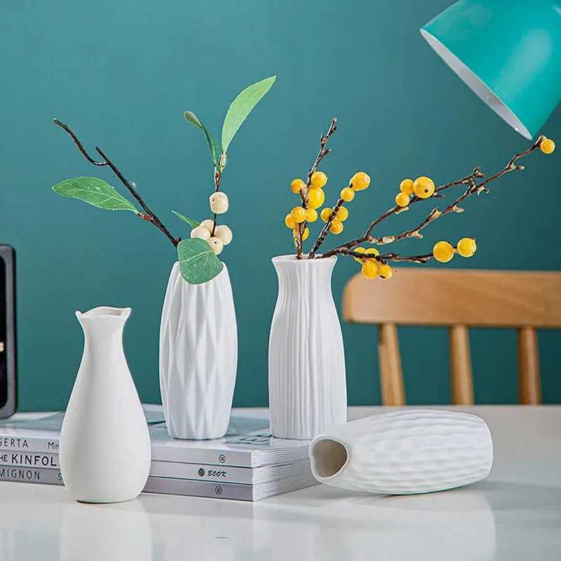 White Nordic Ceramic Flower Vase Retro Flower Bottle Creative Flower Arrangement Holder Simple Plant Pot Ro Table Decor Mini H251204