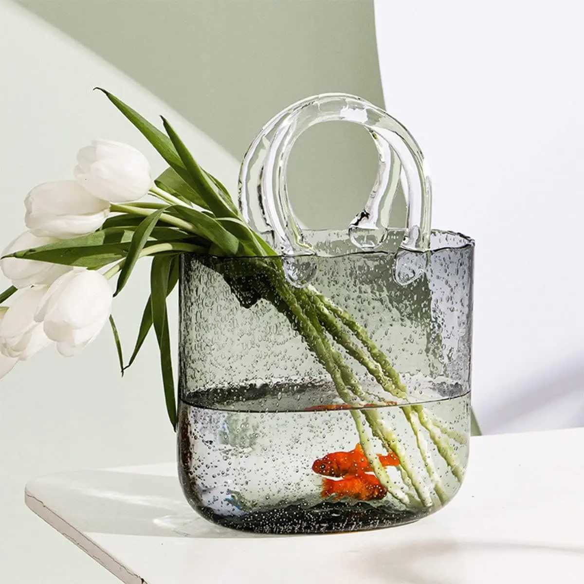 Creative And Cute Handbag Shape Hydroponic Flower Vase For Decorating Fish Tank Bubble Vase H251204