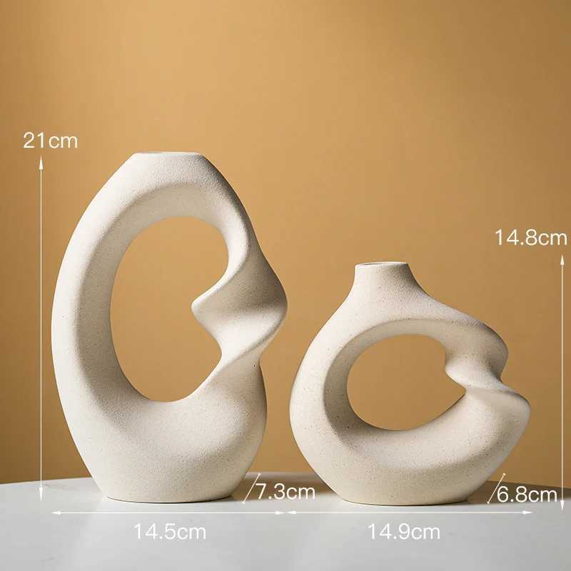 CAPIRON Ceramic Matte Vase Set of 2 for as Grass Dried Flower Modern Nordic Accessories He Decoration Tabletop Interior H251204