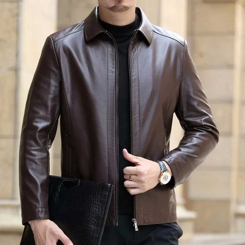 Mens Haining Genuine Leather Jaet Autumn Winter Thiened Soft Leather Coat Middle-Aged Dad Casual Sle eepskin Outerwear WarmT251204