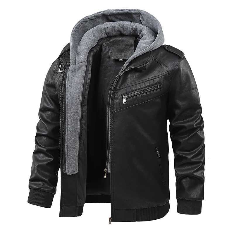 American Style Hooded Fashion Leather Jacket Male High Quality Blazers Retro Coat Men Windproof Keeps Warm Brand Leathe JacketT251204