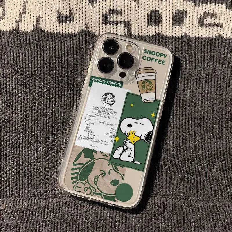 Cute Cartoon S- coffee Clear Phone Case For iPhone 11 12 13 14 15 16 17 Pro Max 16 Plus Air XR X Funny Anti-Fall Cover H251203