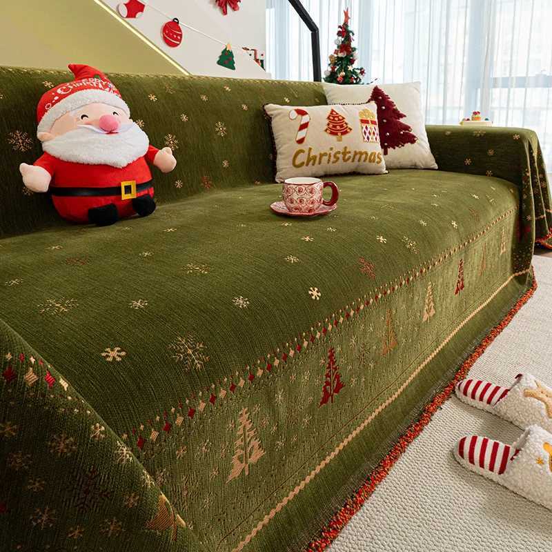 Christmas-Style Thickened Full-Cover Chenille Sofa Cover Red Festive Full Universal Sofa Towel Multifunctional Decor Blankets M251204 - view 7