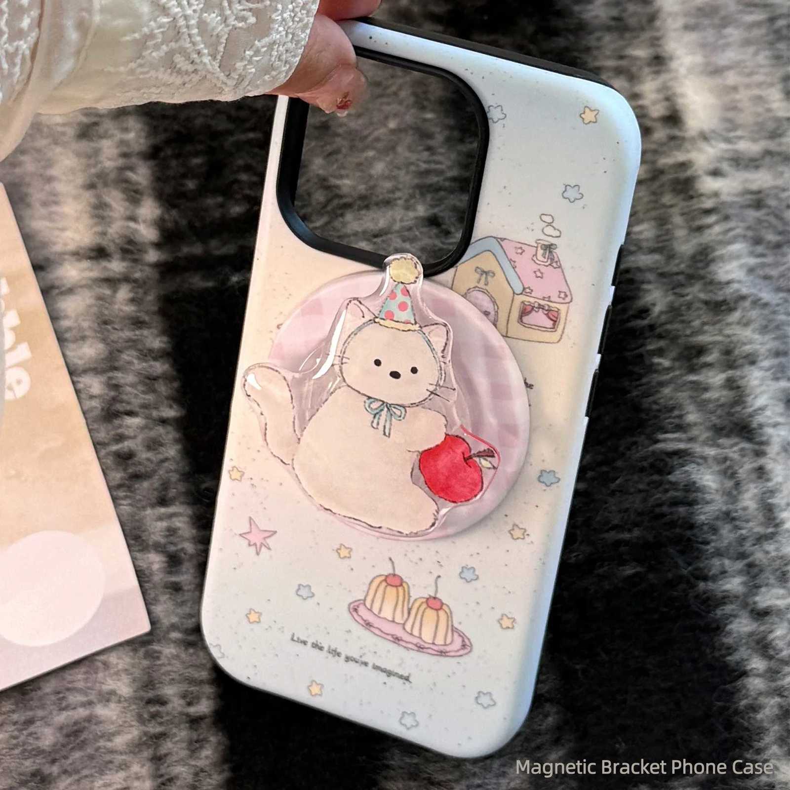 Dessert pudding cat Kitten Phone Case For iPhone 16 15 14 13 12 11 Pro Max Case Cute Sweet Luxury Cartoon Cover H251203