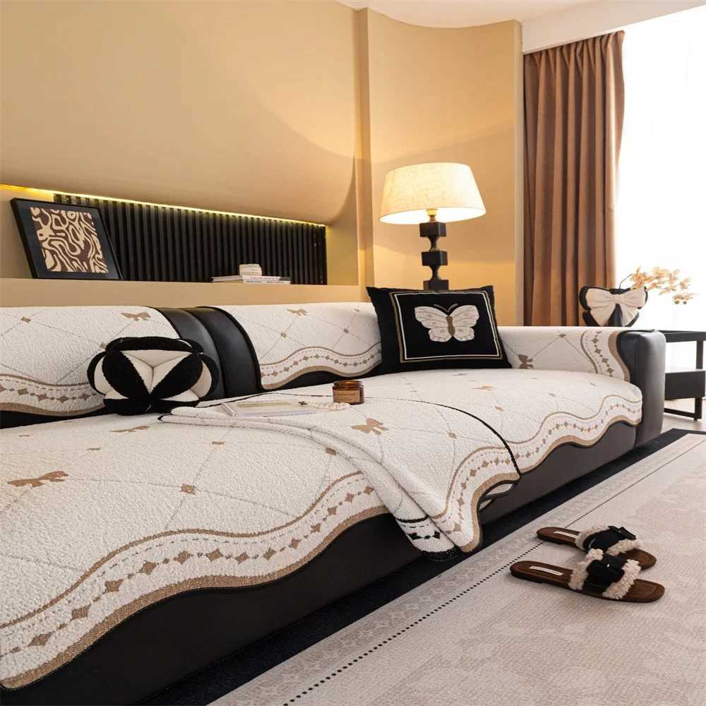 2025 New Special-shaped Sofa Cushion Autumn and Winter Thickened Half-side Velvet Cushion Straight Row Non-slip Sofa Cover M251204 - view 6