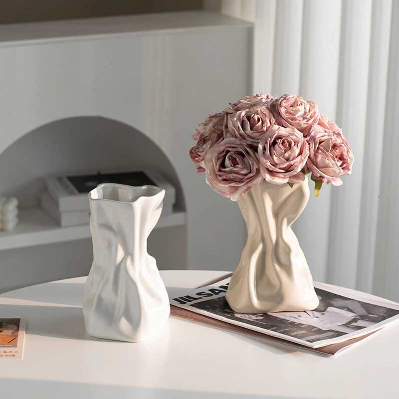 Folding Shell Creative Vase Vinyl Desktop Decor Flower Arrangement Vase Dried Flower Hydroponic Vase Folded Entrance Ornament H251204
