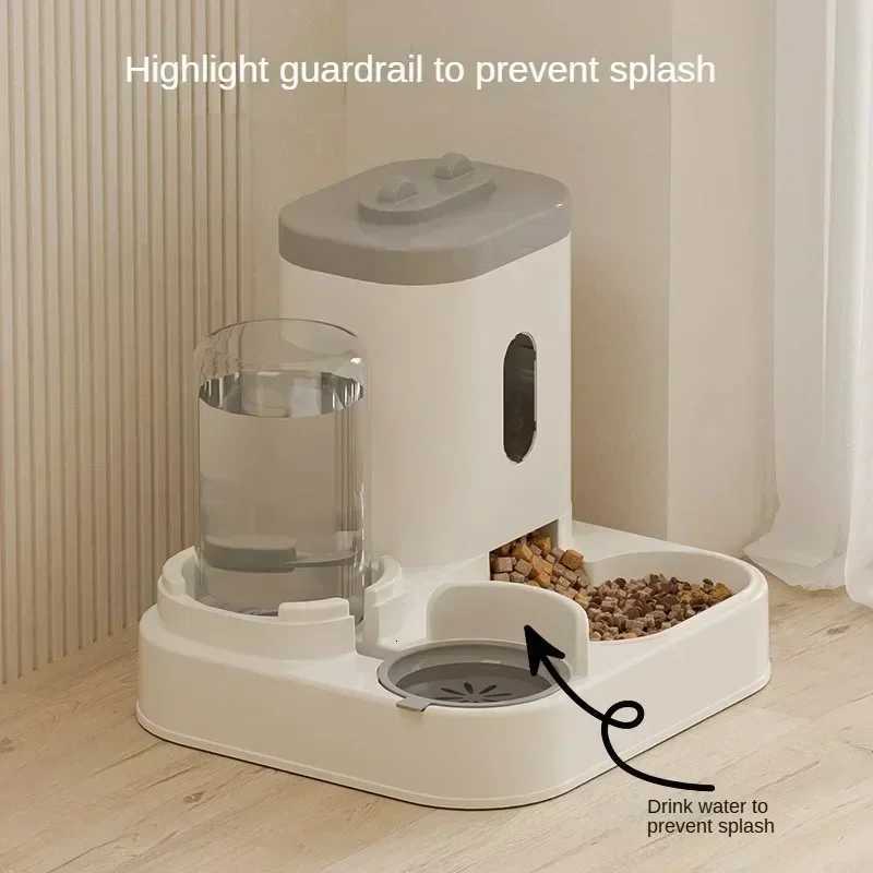 MYAutomatic Feeder Cat Dog Food Bowl With Water Fountain Pet Large Capacity Raised Stand Dish Bowl For Cat Drinker Accessories M251204