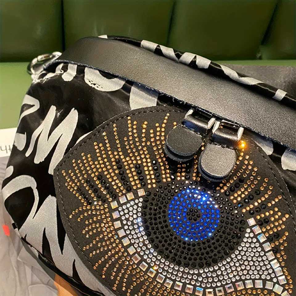 Trendy brand rhinestone chest bag versatile fashionable and casual Oxford cloth lightweight crossbody waist bag for womenT251204