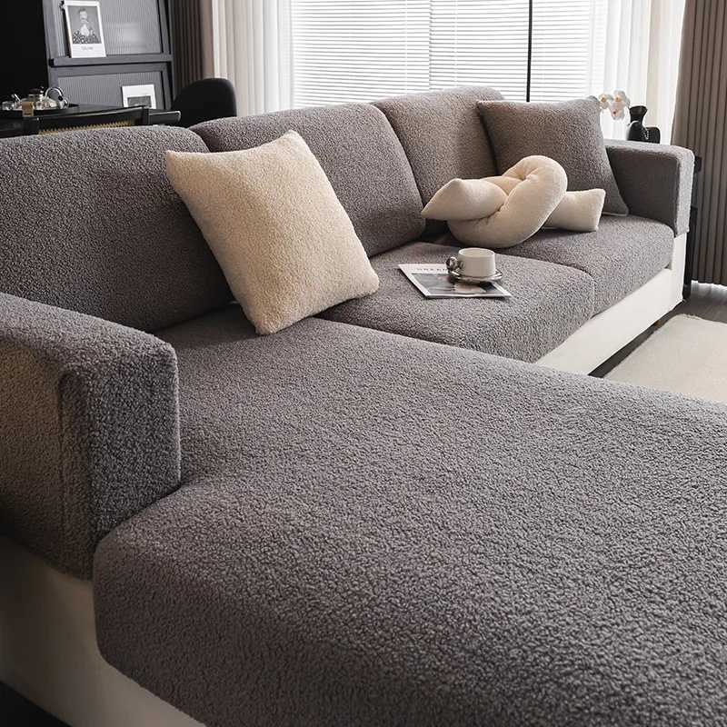 2026 Premium Winter Thermal Teddy Fleece Sofa Cover Durable All Season Couch Cover Non-Slip Elastic Seat Protector M251204 - view 5