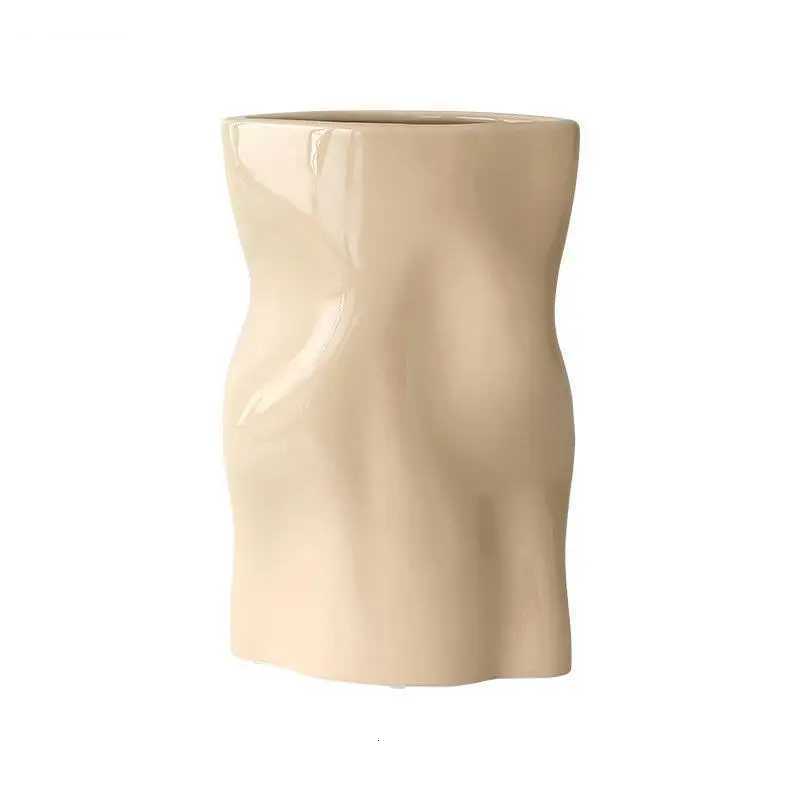 Pleated Bag Shape Vase Ceramic Flower Pots Desk Decoration Artificial Flowers Decorative Floral Arrangement Vases H251204