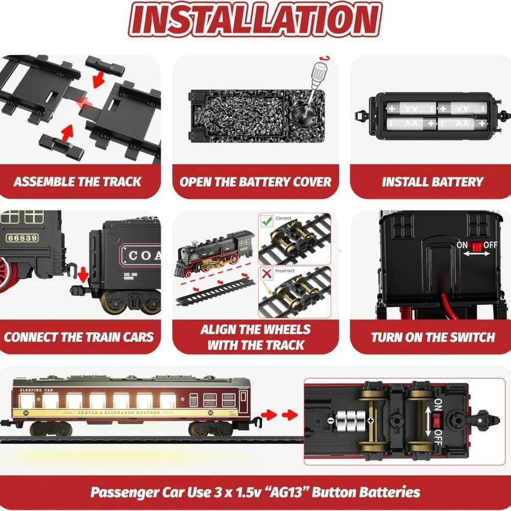 Electric Train Toy with Lights and Sound Train Set for Under Christmas Tree Locomotive Train Model with Track Birthday Gifts Y251204