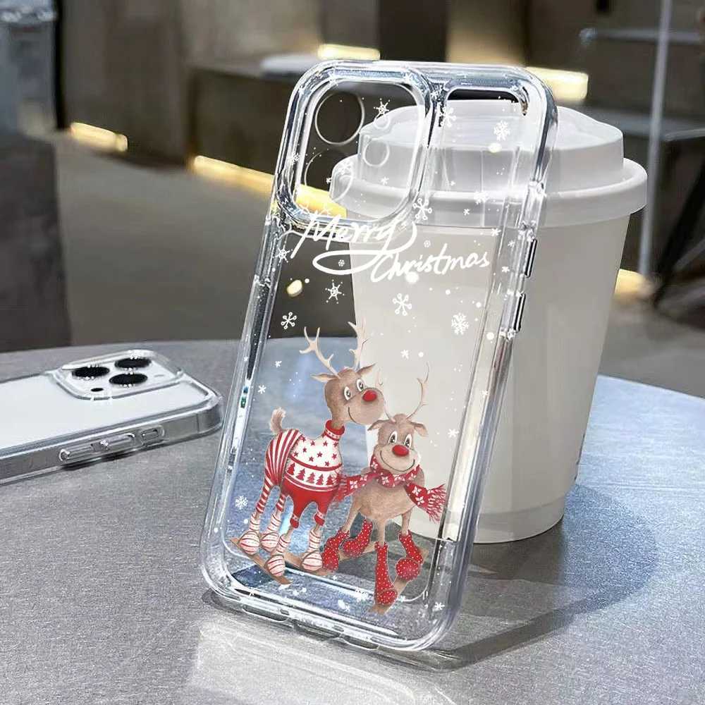 ShockProof Silicone Phone Case Fore iPhone 14 15 13 12 11 Pro 16 17 Pro Max X XS 7 8 Plus Transparent Clear Soft Christmas Cover H251203