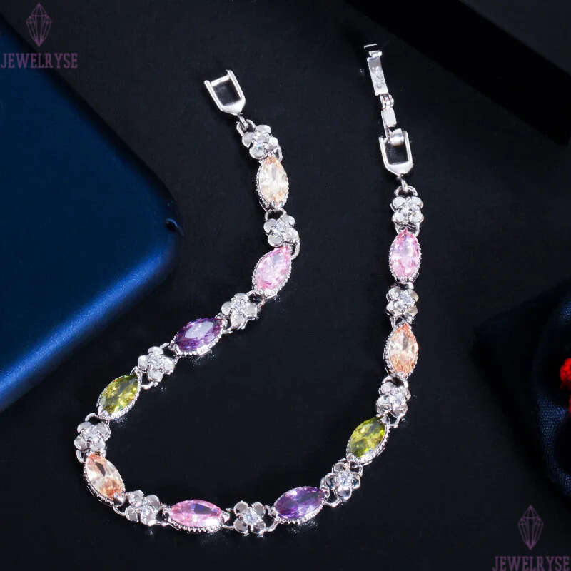 fashion classic tennis bracelet copper AAA cubic zirconia green emerald sapphire purple charm diamond bracelets for woman mothers day jewelry friend g