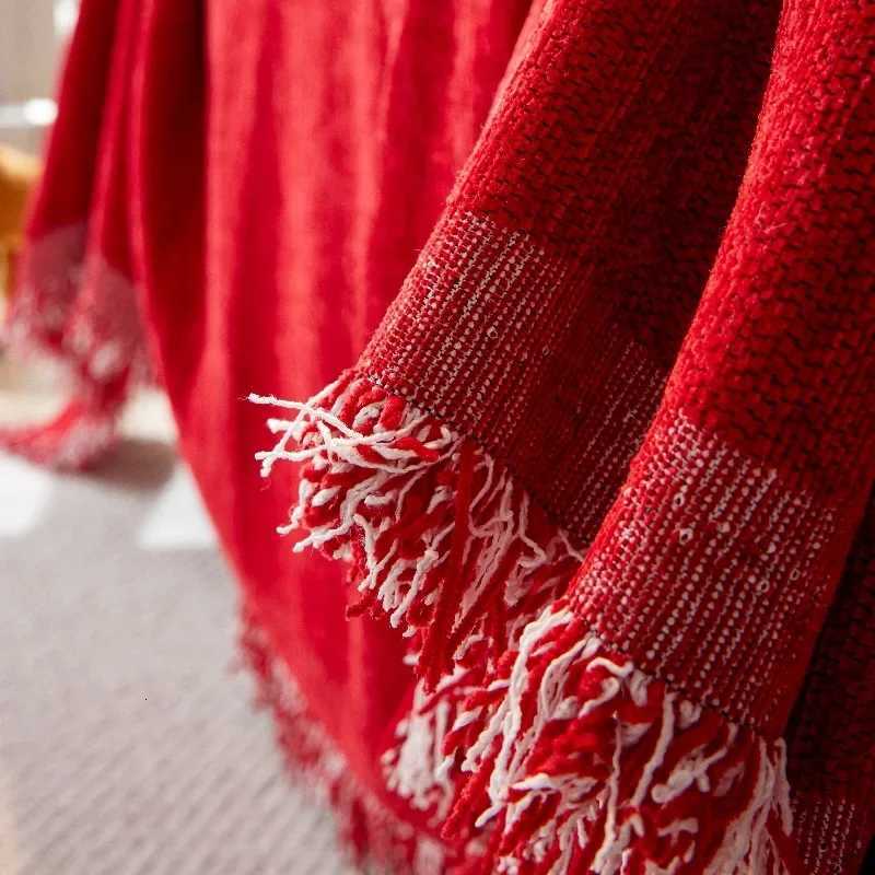 Christmas Red Sofa Blanket Nordic Tassels Throw Towel Four Season Sofa Cover Dustproof Anti-scratch Couch Covers Furniture Cover M251204 - view 7