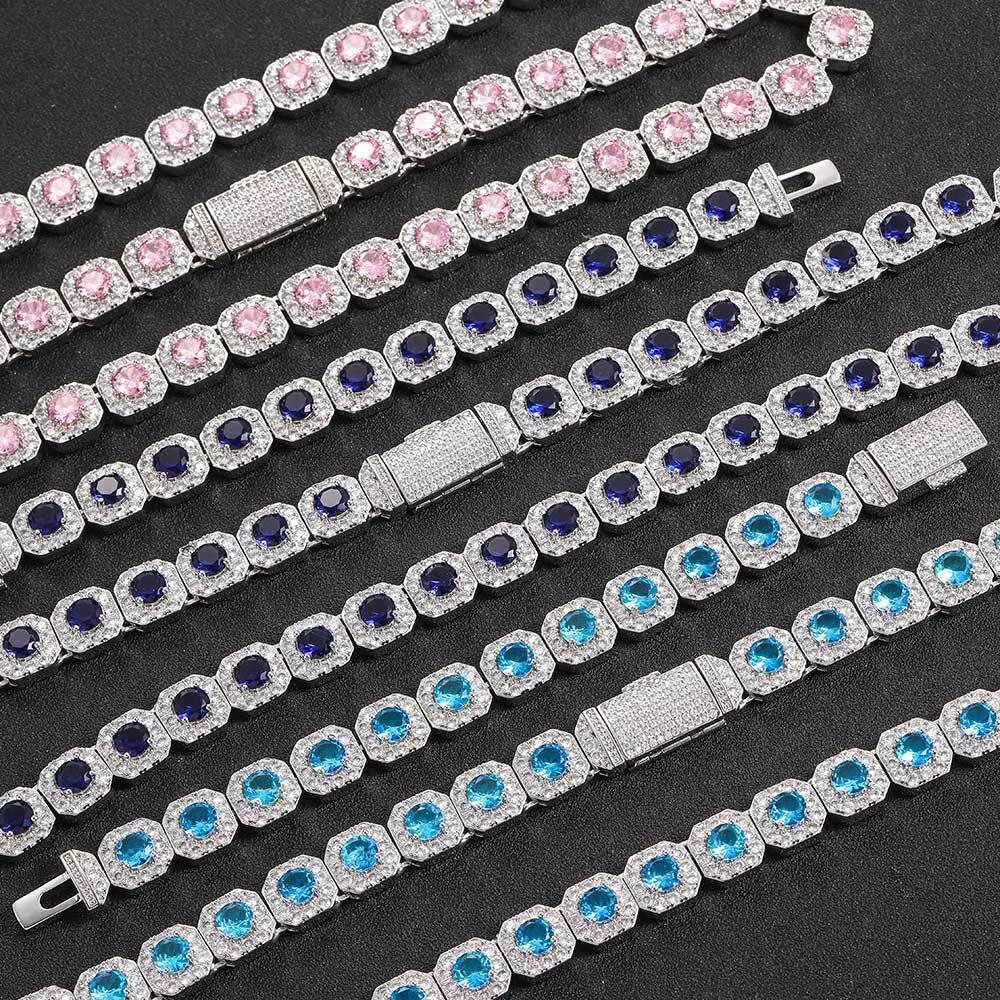 VS D Diamond Tennis Chain Necklace 925 Sterling Silver Diamond Necklace Lab Grown Ruby Gemstone Necklace Factory Wholesale