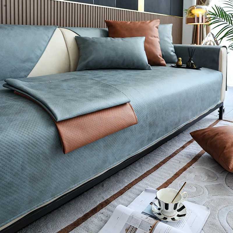 Modern Waterproof Sofa Cover Technology Leather Cloth Solid Sofa Towel Couch Cover Anti-slip Cushion Multi-Size Sofa Protector M251204 - view 4