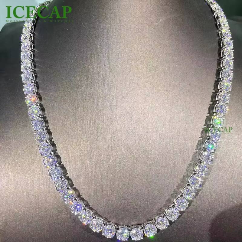 Custom 925 Sterling Silver 8mm Hip Hop VVS Moissanite Diamond Tennis Chain Necklace for Men