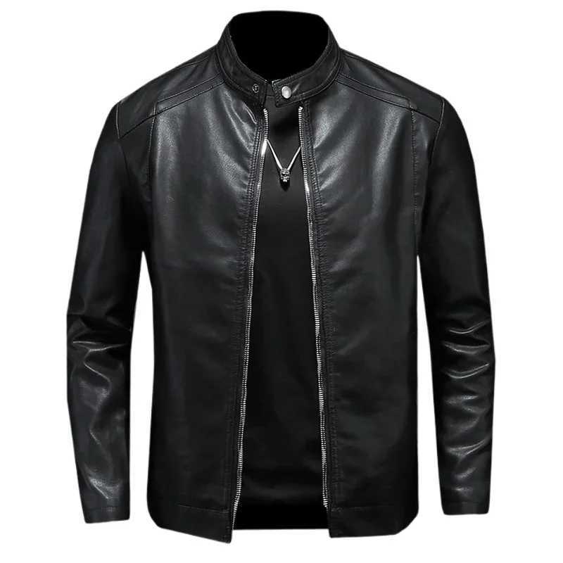 Mens motorcycle leather jacket autumn/winter 2025 new casual versatile slim fit American outdoor fashion trend leather jacketT251204
