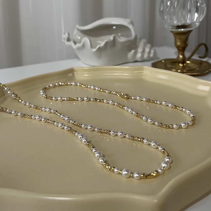 free shipping designerr Stacked luxury Pearl Sweater Long Autumn Winter Beaded Necklace Women's Accessories Light Luxury High-End Clavicle Chain 