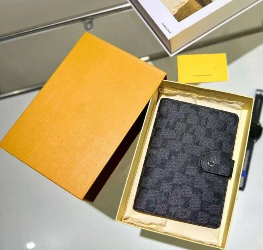 Genuine Leather 7A Quality Notebook Wallets Bags Holder Credit Case Book Cover Fashion Diary Small Ring Agenda Planner Notebooks With Dust Bag and Box Brown