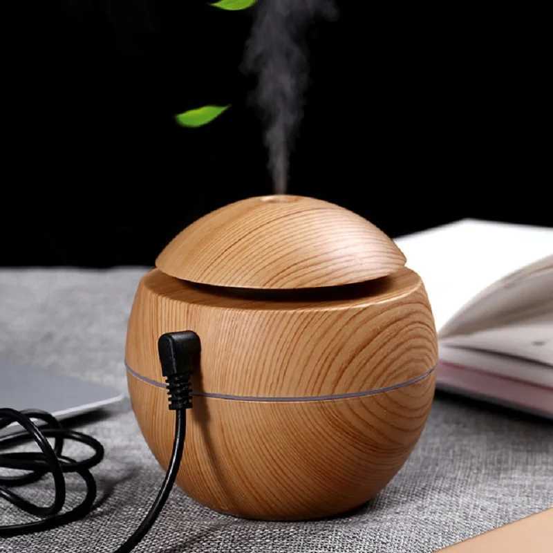 Portable Mini Wood-Grain Spherical Desktop Air Humidifier Purifier Aratherapy hine for He Large Capacity C251204