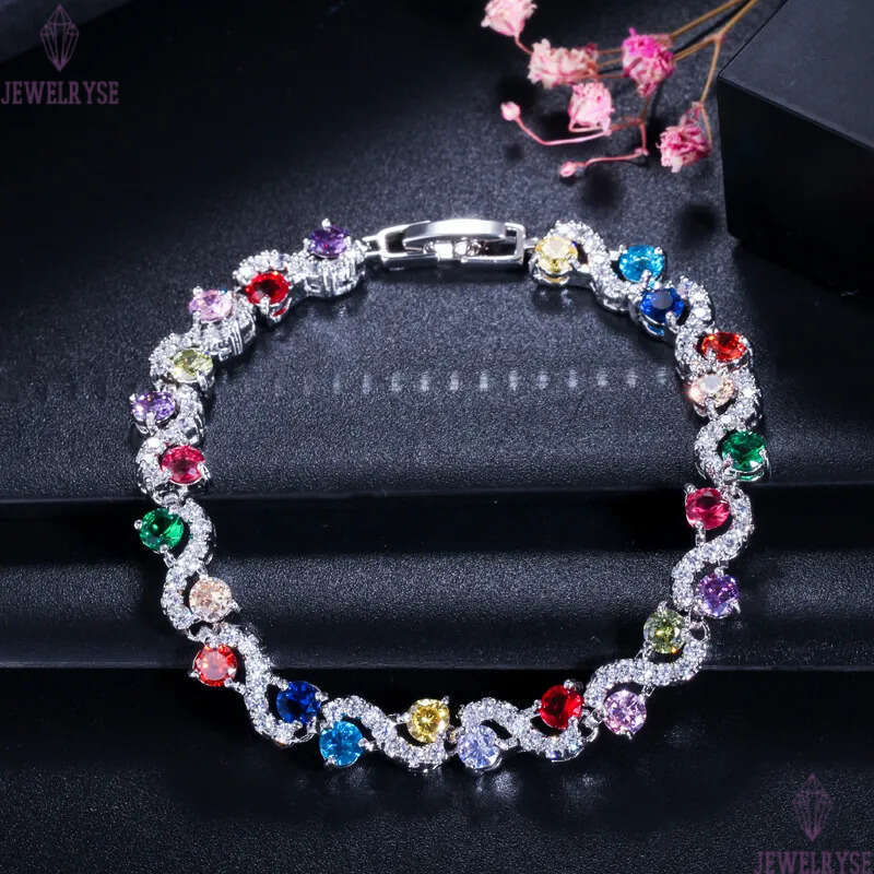 exquisite womens bracelets designer jewelry charm bracelet round switzerland AAA cubic zirconia red white ruby 18K gold plated silver brass bangles fo