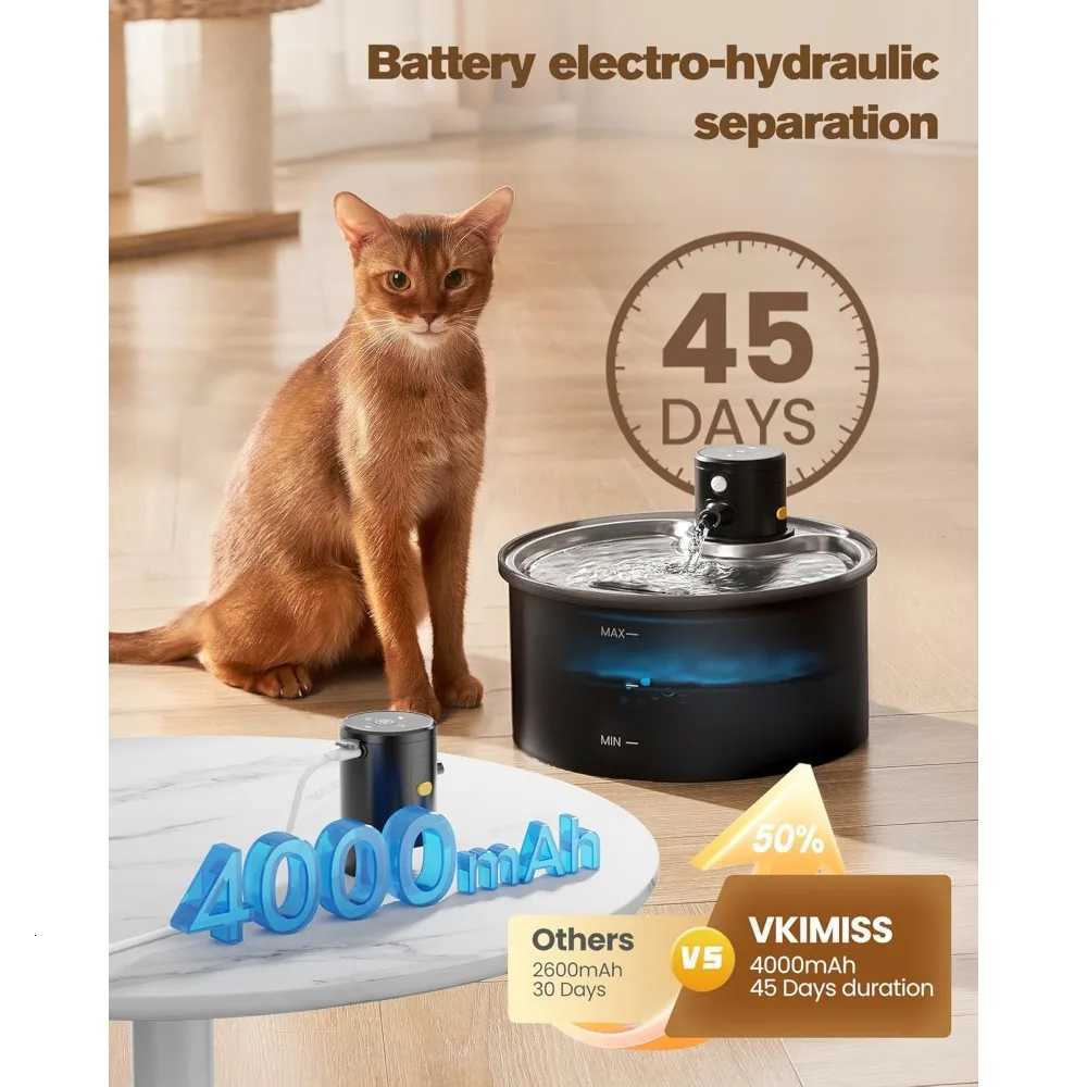Wireless Cat Water Fountain Cordless Battery Operated Cat Fountain - 108oz/32L Automatic Pet Water Dispenser Rechargeable Drin M251204