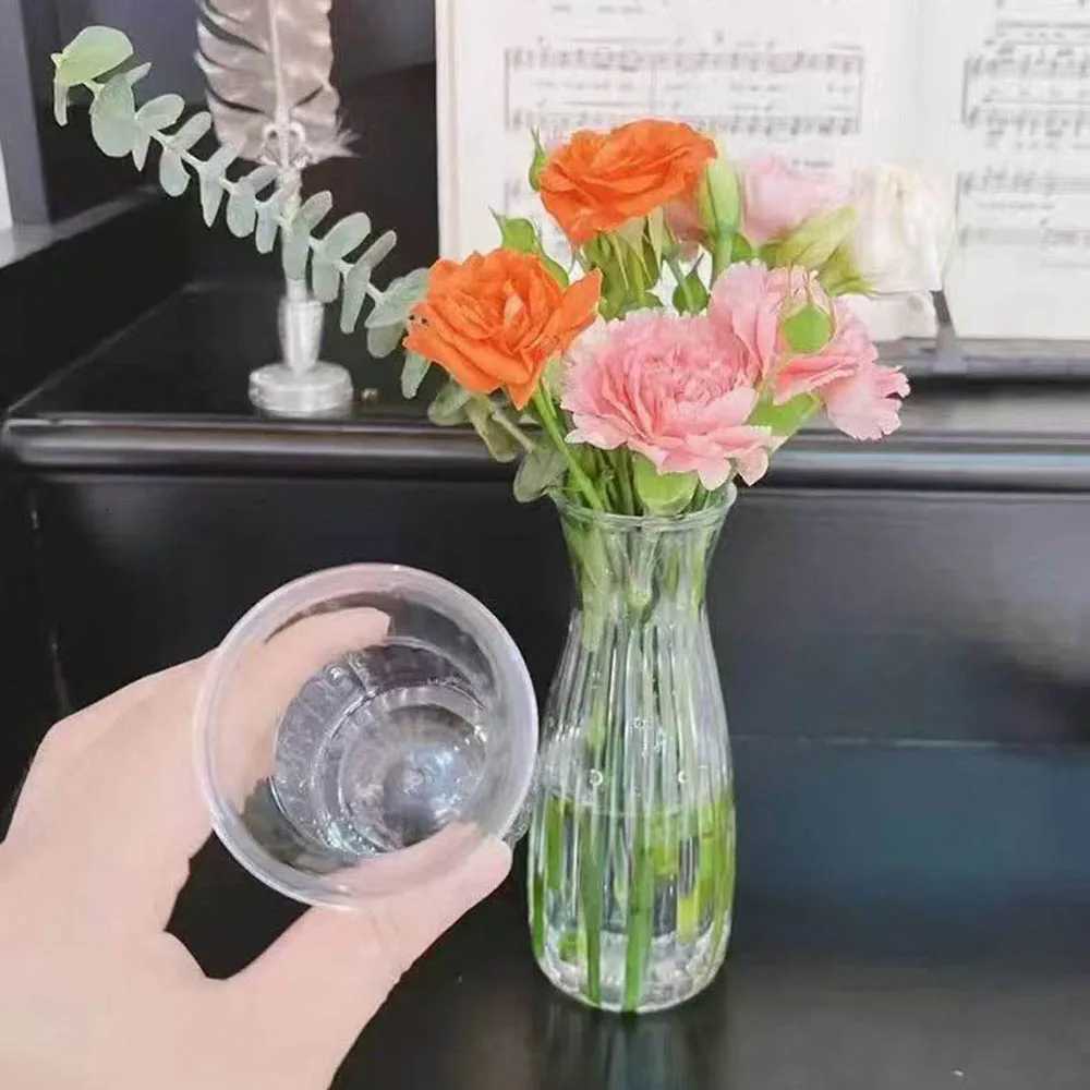 Nordic Transparent Plastic Vase Flower Arrangement Container Creative Hydroponic Plant Flower Vases He Living Ro Desk Decor H251204