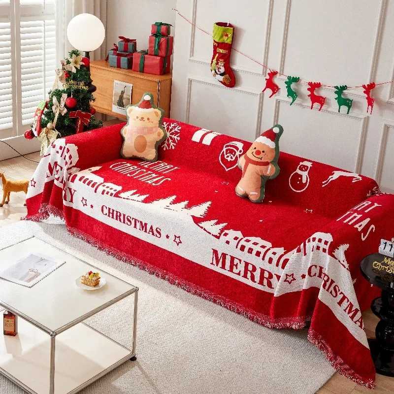 Christmas Red Sofa Blanket Nordic Tassels Throw Towel Four Season Sofa Cover Dustproof Anti-scratch Couch Covers Furniture Cover M251204 - view 4